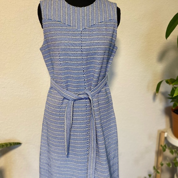 J. Crew Navy and White Patterned Midi Dress, nautical vibes - Picture 2 of 6